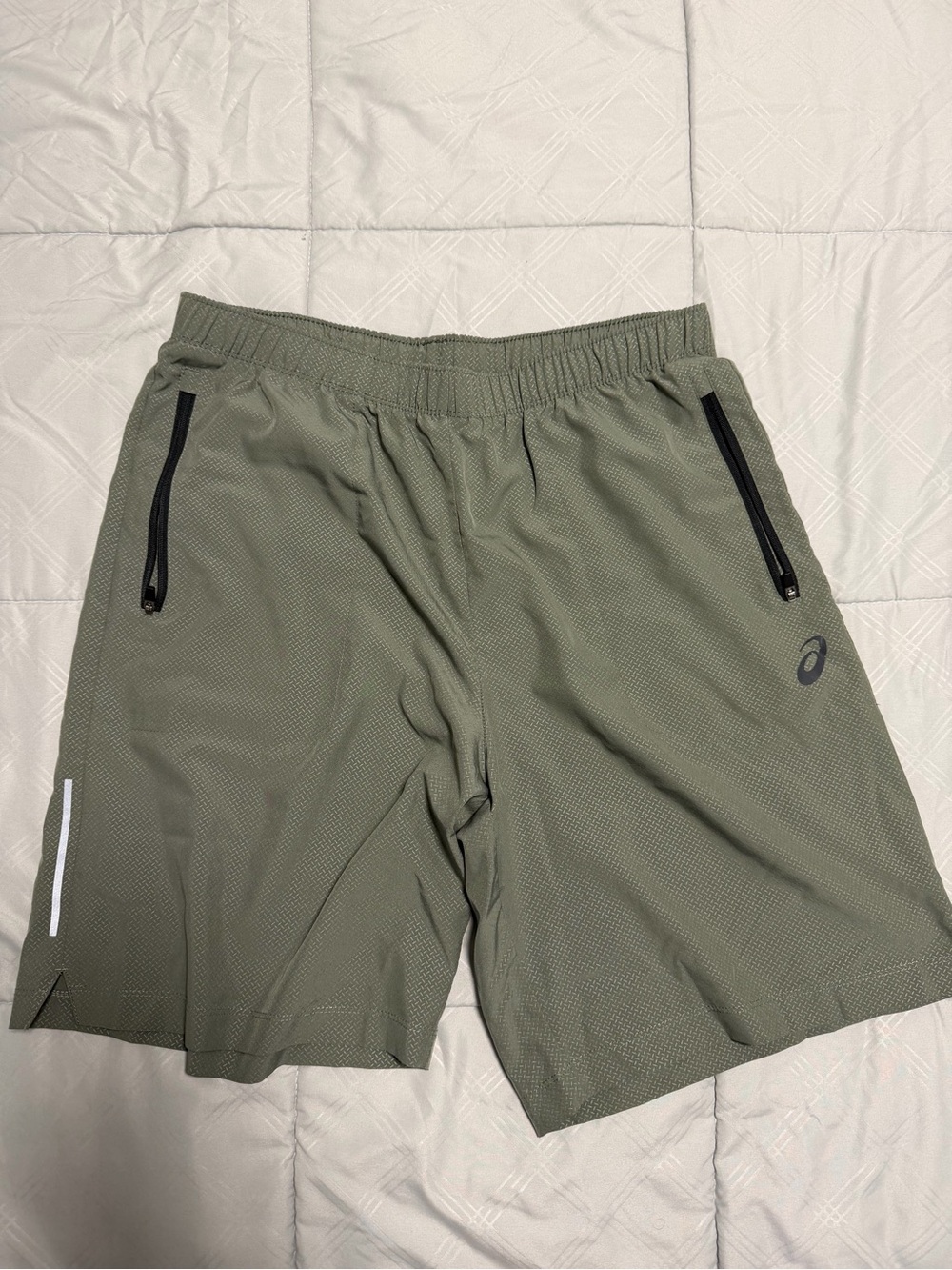 ASICS Men's Olive Athletic Training Shorts with Zippered Pockets